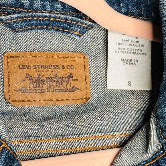 Levi's Denim Jean Jacket S Small Blue Cotton Casual Trendy Red Tag - Picture 4 of 11